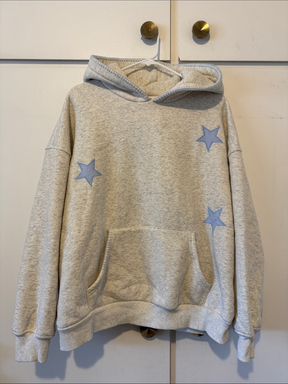 Altar’d State Grey Hoodie with Blue Star Appliqués